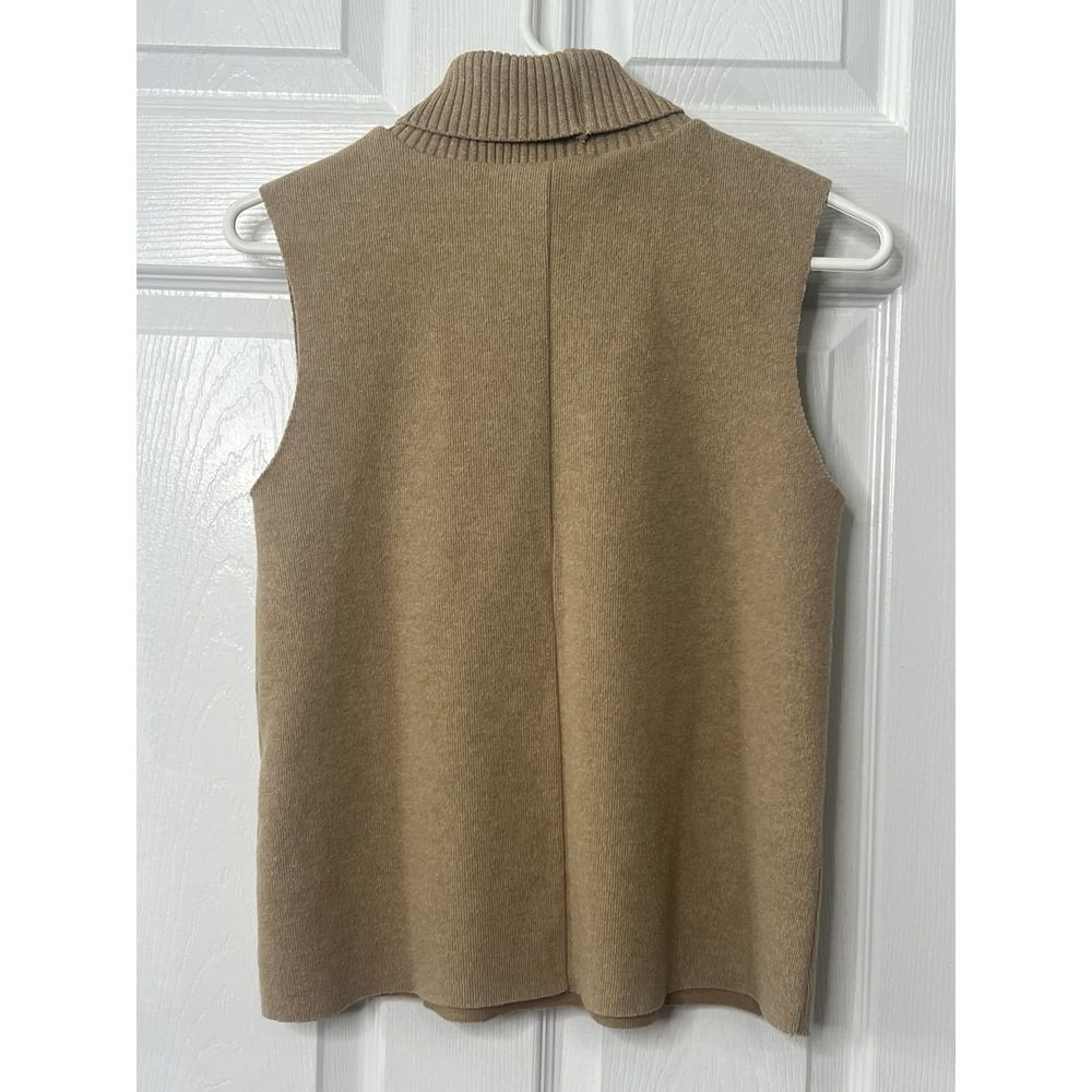 ZARA Knit Sleeveless Turtleneck Sweater Vest Camel Tan Preppy Minimalist Chic S - Picture 3 of 7